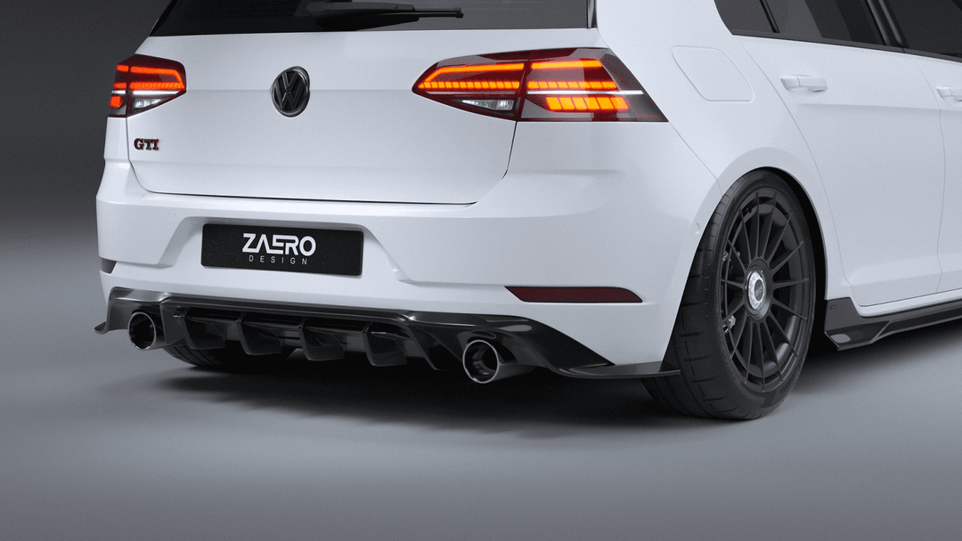 VW Golf GTI Mk7.5 EVO-1 Gloss Black Rear Diffuser by ZAERO (2017-2020)